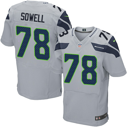 Men's Elite Bradley Sowell Nike Jersey Grey Alternate - #78 NFL Seattle Seahawks